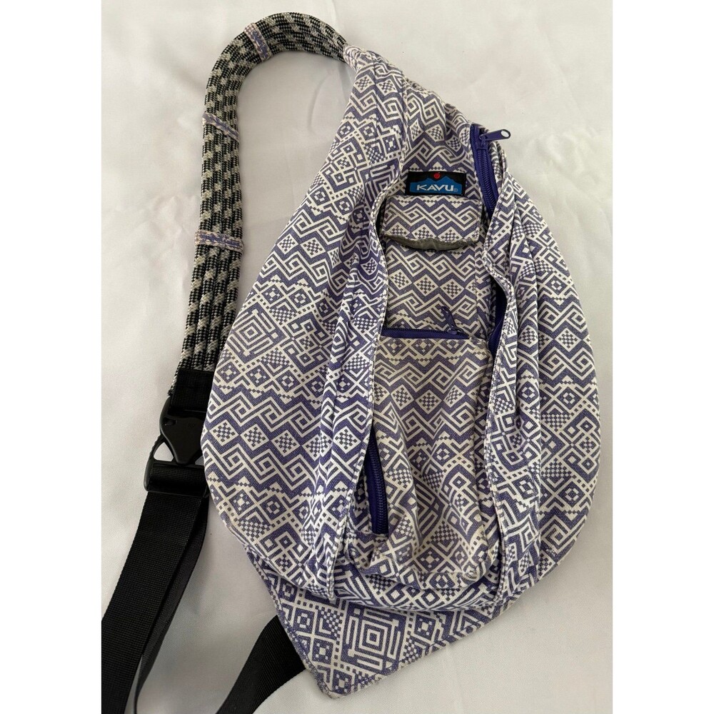 Kavu Backpacks Purple and White Geometric Sling Bag